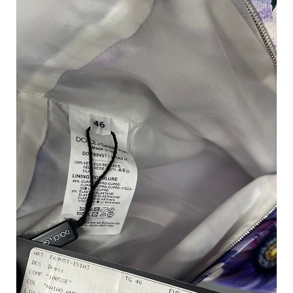 Dolce & Gabbana Purple Anemone Floral Silk Sleeveless Mini Dress IT 46 XL - Picture 6 of 6